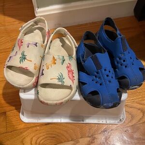 Kids Dinosaur Print and Blue Sandals